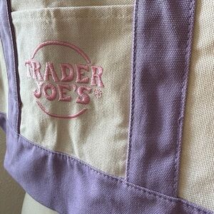Trader Joe's Limited Edition Pastel Mini Lavender/Purple Canvas Tote Bag